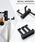 Super Slick Swivel Towel Hook With Three Turning Arms Matte Black Wall Mount Coat Rack mounted with towel and brush