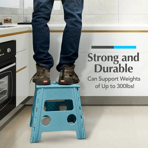 Foldable Step Stool For Home Use, Lightweight And Built Tough With 300 Lb Capacity, One Flip Open Design