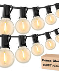Outdoor String Lights 150 Ft G40 LED Patio Lights Plug In Waterproof Connectable Globe Bulbs 75 E12 Warm White 2700K