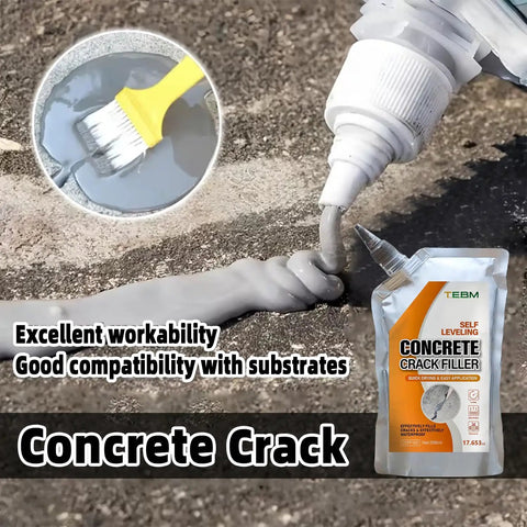 500G Busted Driveway Rescue High Flex Self Leveling Concrete Crack Filler Fast Dry Waterproof Sealant Cement Repair Paste being applied to cracks.