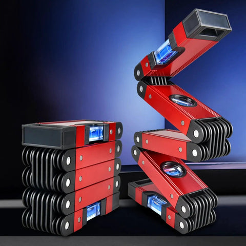 Heavy Duty Folding Aluminum Multi Angle Level With Precise Spirit Vials For Stairs Pipes And Corners Hella Durable Measurement Rig That Collapses Flat To Save Closet Space And Finish Any Handyman Job Quick