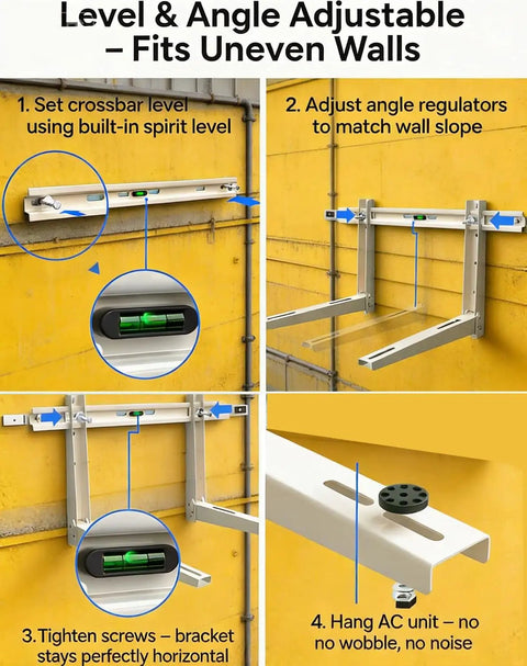 Heavy Duty Mini Split Wall Mount Bracket For 7000-12000 BTU AC Units, Outdoor Condenser Rack Supports Up To 400 Lbs installation steps