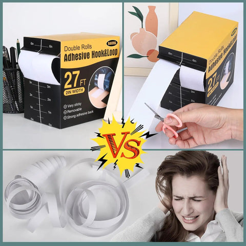 Heavy Duty 2 Inch X 27 Feet White Hook And Loop Tape With Super Grippy Self Adhesive Back for organizing and DIY projects.