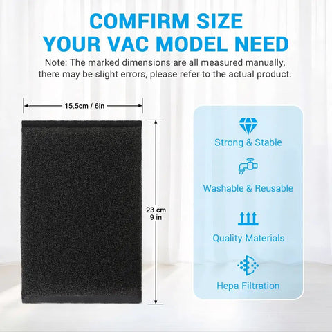 4 Pack Foam Sleeve Filter For 5 Gallon And Above Wet Dry Vacuums Replacement Foam Sleeve For Two And A Half Gallon Models K250 L250 2030227 2030138 J150A QAS60 J200A And More, single foam sleeve with size dimensions