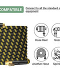 Non-expanding garden hose, yellow-black fabric-hybrid with brass connectors and jet nozzle, 100 ft