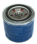 Close-up of a single blue oil filter from a 10 Piece Oil Filter And Gasket Set With Plugs Meets OE Specifications Direct Fit For Hyundai And Kia Engines Interchangeable With OE 26300 35505 And 21513 23001, showing metal top and rubber seal