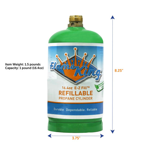 Empty Refillable 1 Pound Propane Tank Cylinder 4 Pack For Camping Backpacking And Hiking Eco Friendly Reusable DOT Compliant Green 16 Ounce Capacity Includes Caps And Allen Keys