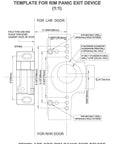Template for 32 Inch Panic Bar Exit Device With Exterior Lever Lock ANSI Grade 1 UL Listed Aluminum Finish Installation Guide