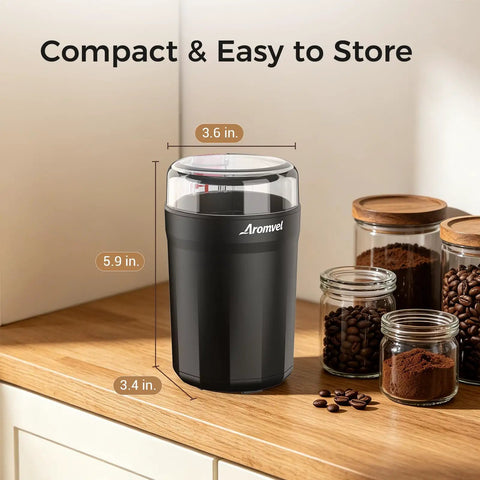 One Touch Coffee Grinder With Stainless Steel Blades For Beans Spices And Dry Grinding Adjustable Coarse To Fine on counter