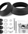 Heavy Duty Universal Toilet Tank To Bowl Gasket And Stainless Steel Bolt Kit with rubber gaskets and metal components.