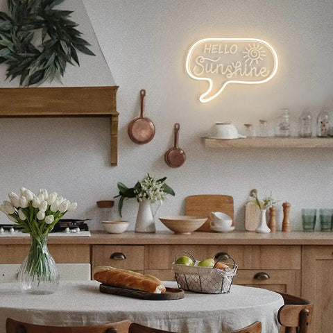Sunshine Neon Sign For Wall Decor LED Light Up Sign For Bedroom Office Kids Room Nursery Living Room 12.2 By 9 Inches Warm White Glow