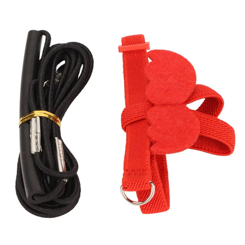 Red lightweight bird harness leash with black strap, suitable for small to medium birds, anti bite safety, adjustable for parrots.