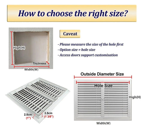 How to choose the right size for Heavy Duty Double Door Access Panel With Integrated Louvered Vent Covers.