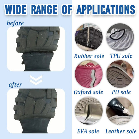 Shoe Sole Repair Glue For Heel Wear And Cracking, Heavy Duty Adhesive For Rubber TPU Oxford PU EVA Leather Soles, Degumming Repair, Quick Bond application on various sole types