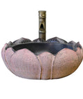 USZWBY Bathroom Vessel Sink Chinese-Style Creativity Bathroom Sink Above Counter Basin with retro lotus design and faucet.