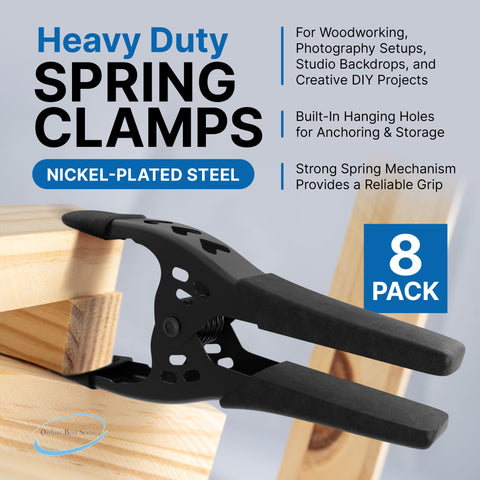 Eight Pack 6 Inch Heavy Duty Beefy Metal Spring Clamps All Black With 2.5 Inch Jaw Opening For DIY Woodworking Carpentry Home Improvement