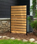 5ft Tall Cedar Wood Privacy Screen No Dig Install Outdoor Fence Panel 3.2ft Wide Hides Trash Cans Decorative Patio Privacy Barrier for Yard Air Conditioner Fence Easy 90 Minute Setup One Panel