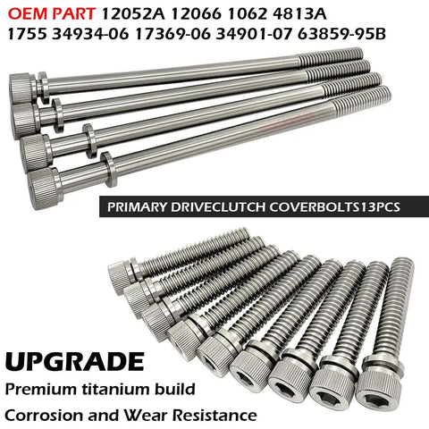 Premium Titanium Alloy Bolt Kit With Durable Primary Gasket And Clutch Primary Cover For Harley Davidson Touring Models showing a complete set of titanium bolts.
