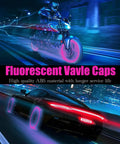 Eight Pack Fluorescent Glow Tire Valve Stem Caps Lit Car Tire Air Caps That Are Corrosion Resistant And Leak Proof Wheel Valve Covers Universal Fit For Cars Trucks Bikes Motorcycles Bicycles Pink on motorcycle and car.