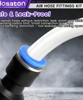 90 Pc Best Quick Connect Air Hose Fitting Kit With Straight Push Pneumatic Connectors For Garage Auto Diy Pro One Eighth To Half Inch With 145 Psi Pressure Rating Fit Like A Glove Keeps Gear Always Ready For Every Awesome Job Right Now In Your Shop., white hose in black quick connect fitting