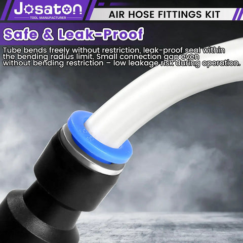 90 Pc Best Quick Connect Air Hose Fitting Kit With Straight Push Pneumatic Connectors For Garage Auto Diy Pro One Eighth To Half Inch With 145 Psi Pressure Rating Fit Like A Glove Keeps Gear Always Ready For Every Awesome Job Right Now In Your Shop., white hose in black quick connect fitting