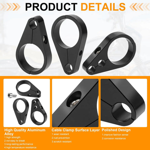 3 Pieces 1.25 Inch Brake Line And Throttle Cable Clamp Kit For Harley Honda Yamaha Universal Fit Handlebar Frame Clamps Black Durable Easy Install Motorcycle Cable Mounts
