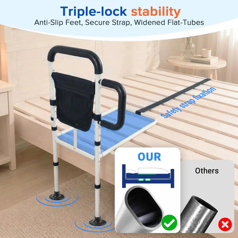 Adjustable Bed Rails For Seniors With Non Slip Grab Bar And Storage Pocket ASTM Approved Bed Cane Easy In And Out Safety Rail