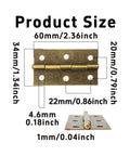 Antique Bronze Mini Folding Butt Hinges 12 Pack For Wood Doors And Small Boxes 60x34mm Pre Drilled With Screws size diagram
