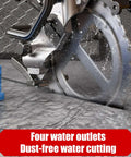 Heavy Duty 16 Inch Electric Concrete Circular Saw With A Beefy 5200W Motor And Integrated Water Feed System cutting with water spray.