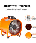 Heavy Duty Industrial Air Mover Blower Fan 10 Inch With 1893 CFM And 380 W Portable Exhaust Ventilator, steel structure