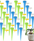 24 Pack Self Watering Spikes For Plants Automatic Indoor Plant Waterer With Adjustable Drip Valve in blue and green