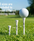 Eco Bamboo Golf Tees Set With Portable Round Case Mixed Sizes 3 Inch 2.5 Inch 1.5 Inch 60 Pieces In 3 Boxes on grass
