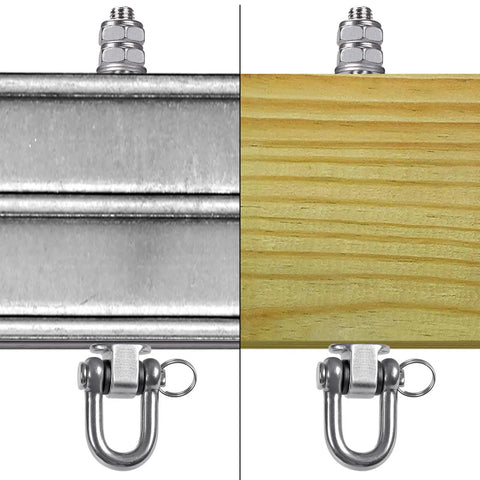 Rock Solid Heavy Duty Swing Hanger Kit With Ball Bearings For Porch And Patio Gliders, stainless steel hardware on metal and wood