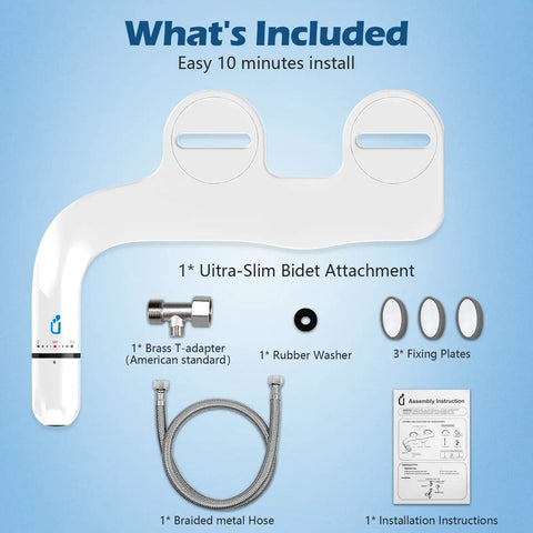 Non Electric Bidet Attachment For Toilet With Dual Nozzles, Posterior And Feminine Wash, Adjustable Water Pressure, Brass Inlet
