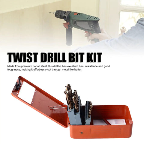 Heavy Duty 25Pc Twist Drill Bit Kit With Cobalt HSS Made For Cutting Through Stainless Steel Iron Fast Quick Chip Removal Bits Perfect For DIY Projects And Pro Jobs You Gonna Love, orange case open