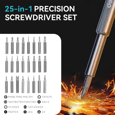 25 In 1 Magnetic Precision Screwdriver Set Compact Mini Repair Kit for DIY Electronics, Computers, Consoles, Phones, Drones