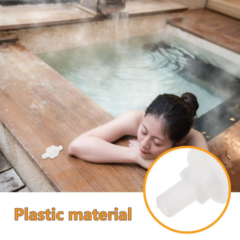 Sauna steamer connector hose joint on wooden spa ledge near steam pool, showcasing plastic material for high-temperature use