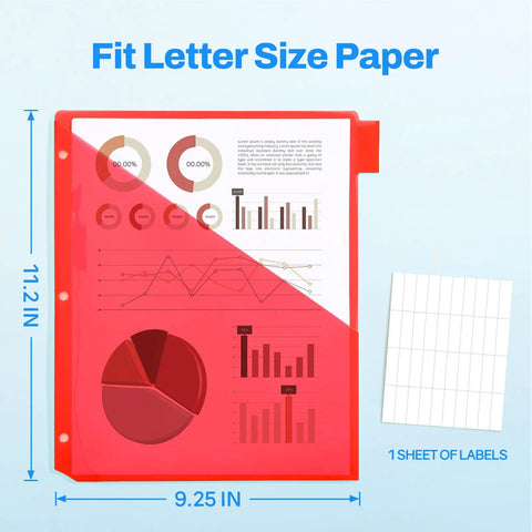 Eight Tab Dividers With Pockets For 3 Ring Binder Dual Pocket Subject Dividers Letter Size 8.5x11 Includes 40 Paper Tabs Bright Color