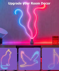 WiFi RGB Rope Lights With Music Sync Waterproof Flexible Dimmable Smart LED Strip for bedroom decor in cat, bird, and music note shapes