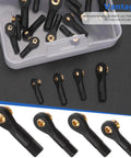 Beefy 20 Pieces M2 M2.5 M3 Ball Head Tie Rod Ends Set For RC Crawler Cars Lever Steering Linkage Ball Joint Ends 4 Sizes Ball Head Holders Without Screws And Nut, black metal