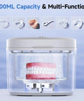 Ultrasonic Denture Cleaner Pod 45kHz With Digital Timer 200ml 4 Modes For Dentures Aligners Night Guards Mouth Guards Toothbrushes And Jewelry, 200ML capacity