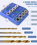 Angle Drill Guide Jig Kit With Fixed 30 Degree 45 Degree And 90 Degree Angles Portable Doweling Jig With Four Sizes HSS Bits