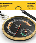 Portable Sauna Thermometer and Hygrometer Combo With Lanyard Mount For Home Steam Sauna No Brainer Temperature and Humidity Monitor Fahrenheit Readings From 68 To 212 Humidity 0 To 100 Percent Easy Hang Ring Design, black 3.7-inch gauge