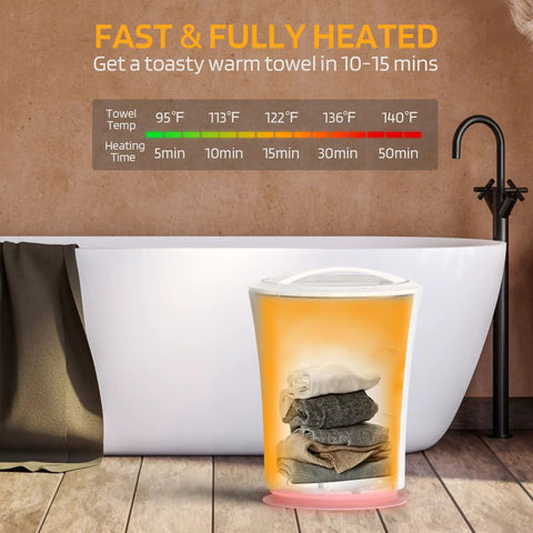 Dope 20L Towel Warmer For Bathroom With 3 Level Timer Alarm RGB Light Auto Shut Off Holds Towels Robes Blankets White