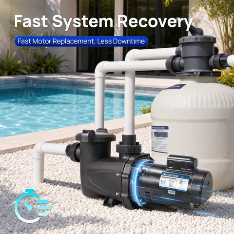 Heavy Duty 2 Hp 230V Pool Pump Motor With 56Y Frame And Square Flange For Smooth Single Run At 3450 Rpm in a pool setup.