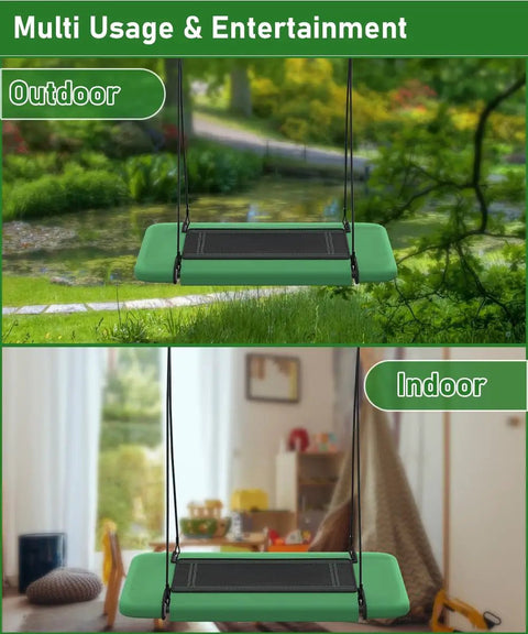 Image showing 60 Inch Rectangular Tree Swing For Kids And Adults Adjustable Platform For Outdoor And Indoor Use.