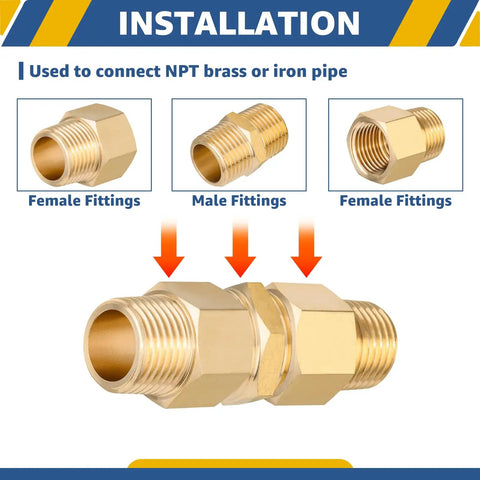 1 Inch NPT Male Hex Nipple Adapter Equal 1 Inch Hex Connector For Copper Brass Or Iron Pipe Fittings installation guide