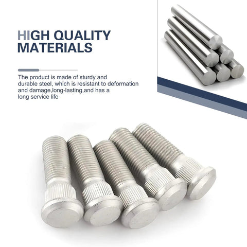 5Pcs Wheel Studs Kit M12x1.5 49mm Long Steel Lug Bolts for auto tires displayed on white background