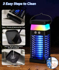 Solar Powered 3 In 1 Mosquito Zapper With Flickering Flame And RGB Light Totally Cordless Waterproof Bug Repellent For Backyard Patio Camping And Home And Indoor Use USB Rechargeable And Solar Charged