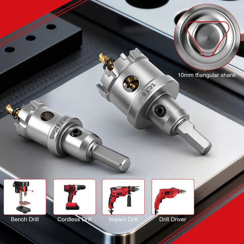 Heavy Duty Tungsten Carbide Tipped Hole Saw Set 2 Pack 35 Millimeter with 10mm shank for high performance drilling tasks.